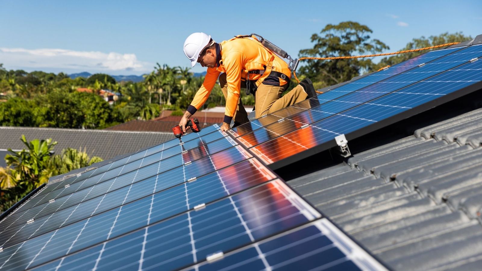 Solar service crew working on solar system components in Howell Township NJ